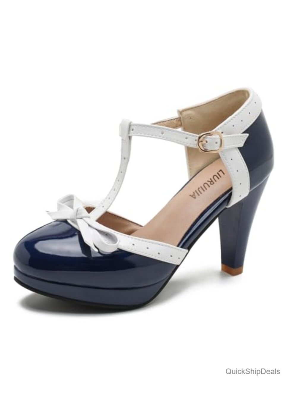 Vintage Mary Jane Platform Heels Lolita T-Strap Bow Shoes Round Toe Ankle Strap